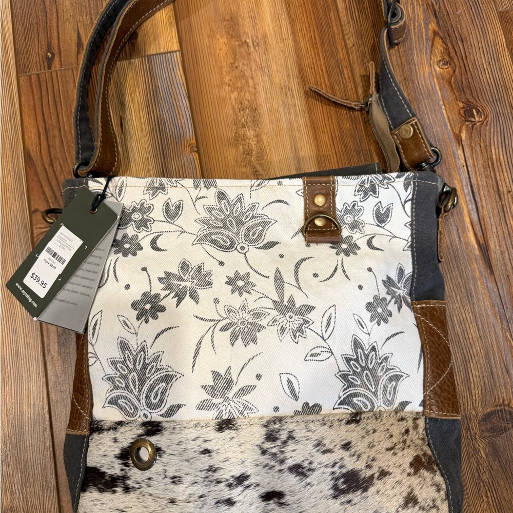 Myra Bag Floral and Cowhide Shoulder Bag NWT